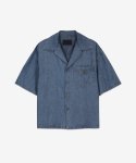 프라다(PRADA) 남성 트라이앵글 로고 샴브레이 셔츠 - 블루 / GEC06812N1F0V3N