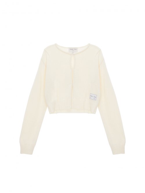 MUSINSA MATIN KIM CROP HOOK KNIT CARDIGAN IN IVORY