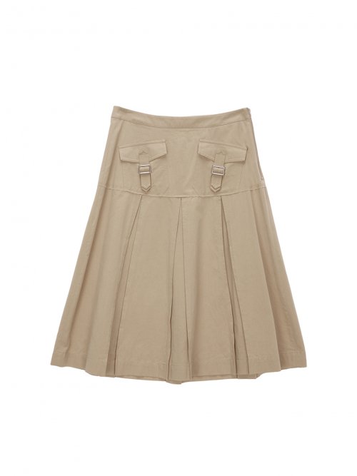 MUSINSA MATIN KIM BOTTOM PLEATS CARGO SKIRT IN BEIGE