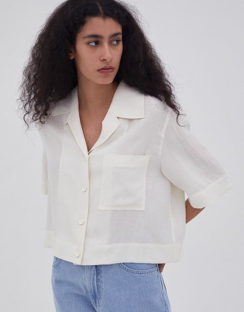 Musinsa Gbh Apparel Linnen Open Collar Shirts Cream