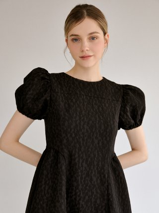 리엘(RE L) Daisy puff lace dress (black)