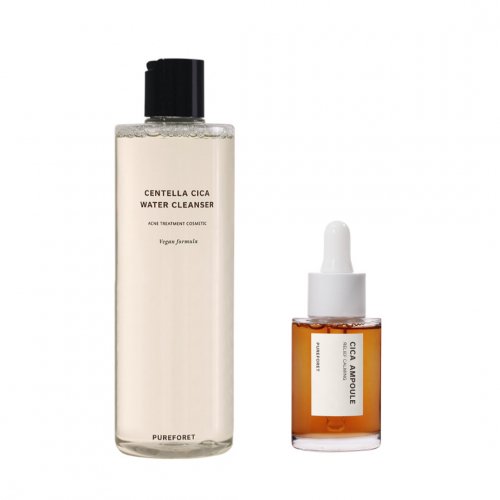 PUREFORET - Centella Cica Acne Water Cleanser 500ml & Cica Relief Calming Ampoule 30ml Set