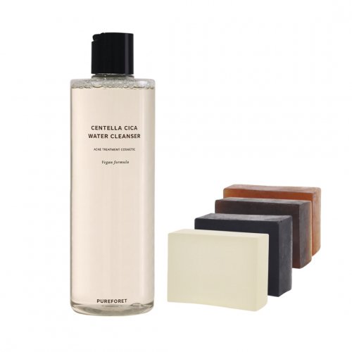 PUREFORET - Centella Cica Acne Water Cleanser(500ml) & Natural Soap 4EA (90g * 4) Set
