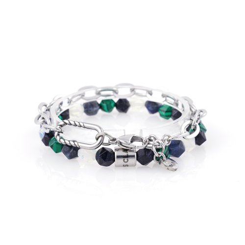 JBANS CLASSIC - Screwing Chain 984 8mm Big Cut 4 Color 989 Gemstone Bracelet Set (C2301-SE307_SV)