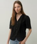 블랭크03(BLANK03) cotton lace button blouse (black)