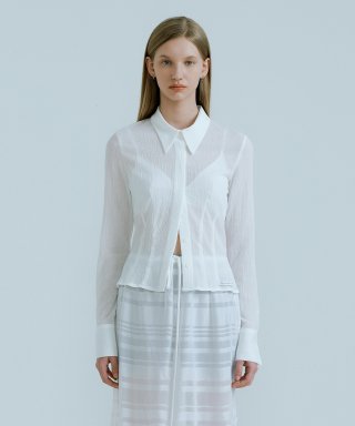 오이에프 23SS_Slim Fit Pleats Shirt (White)