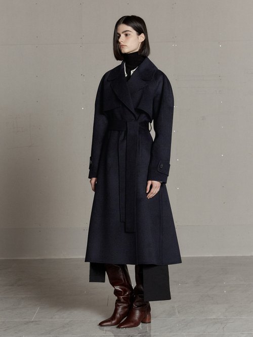 MUSINSA MUSEE DIANA Cashmere Blended Handmade Trench Coat Royal Navy