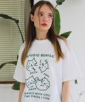 보늬(BONIEE) 고양이 춤(DANCE WITH CATS) 그래픽 루즈 티셔츠 화이트