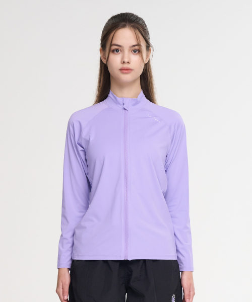 LAZYBEE - Multi Cooling Essential Loose Fit Zip-Up Rash Guard W Lavender