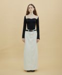 써틴먼스(13MONTH) Low-Rise Back Slit Maxi Skirt (WHITE)