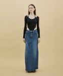 써틴먼스(13MONTH) Low-Rise Back Slit Maxi Skirt (BLUE)