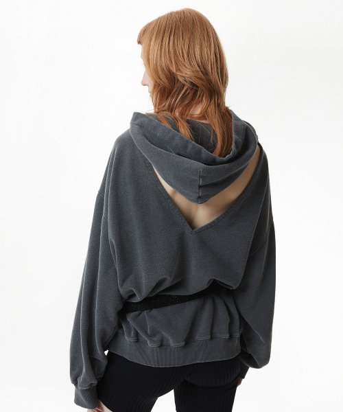 MUSINSA公式 WHOLEPAPER Cut out Pigment Hood Charcoal