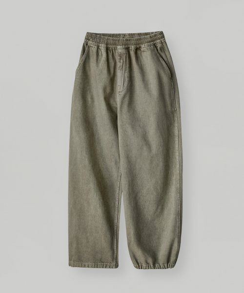 Musinsa Lafudgestore Compact Dying Washed Denim Wide Pants Light Khaki