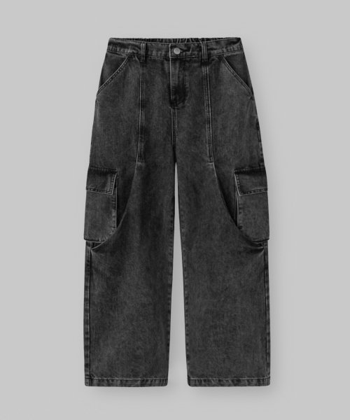 Musinsa Lafudgestore Incursion Wide Cargo Denim Pants Washed Black