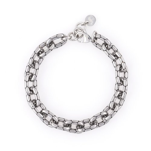 Antique Bold Dot Ring Surgical Steel Chain Bracelet (C2301AC1028_SV)