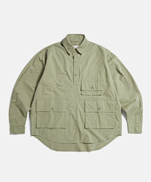 Musinsa Espionage Utility Pk Pullover Shirt Jacket Light Olive