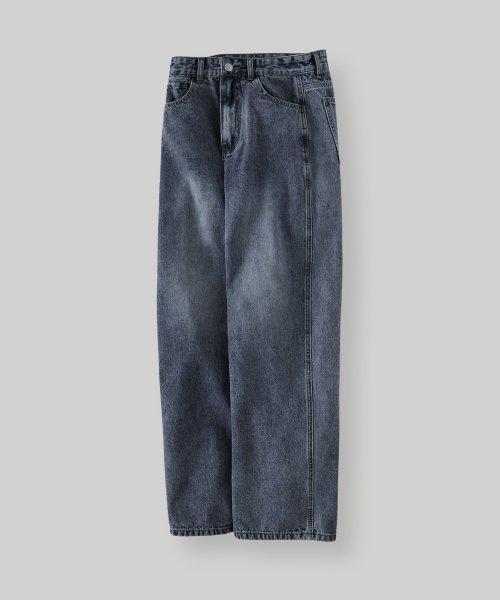 MUSINSA ORO Woman Classic Wash Denim Pants Middle Blue