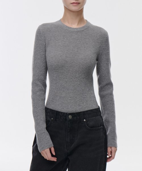 Musinsa Musinsa Standard Woman Women S Ribbed Slim Crew Neck Knit