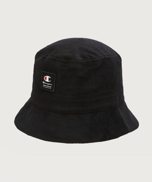 CHAMPION LABEL PATCH CORDUROY BUCKET HAT BLACK