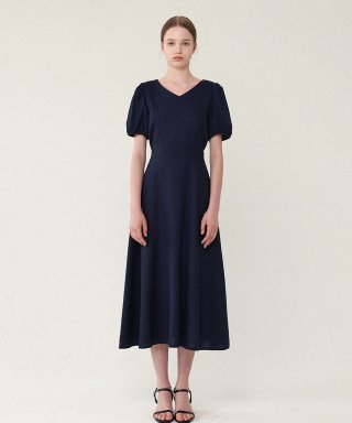 미케네(MICANE) [44-120] 리썸 브이넥 롱 드레스