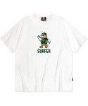 트립션(TRIPSHION) GREEN SURFER CAT GRAPHIC 티셔츠 - 화이트