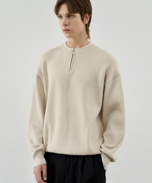 Musinsa Draw Fit Pbt Round Half Zip Up Pullover Knit Cream