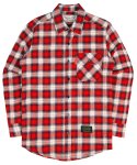 언더에어(UNDERAIR) Basic Flannel Shirts - Red/Ivory