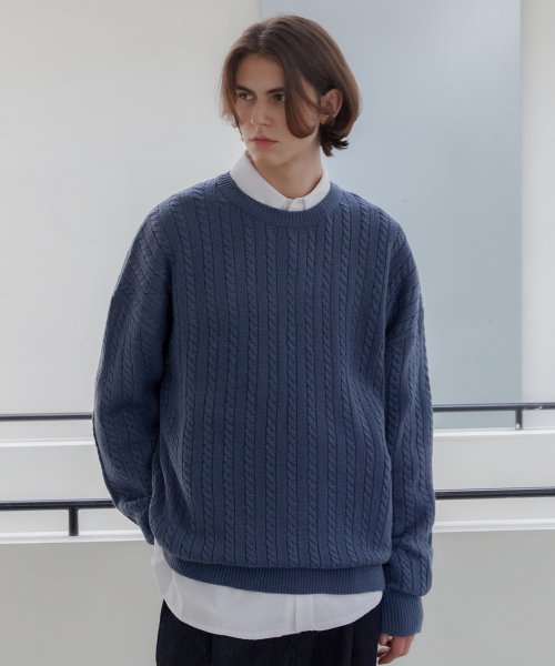 Musinsa Against All Odds Crew Neck Overfit Cable Sweater Knit