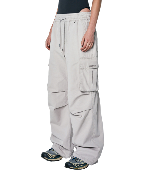 Musinsa Oddstudio Parachute Washed Wide Cotton Cargo Pants Light Gray