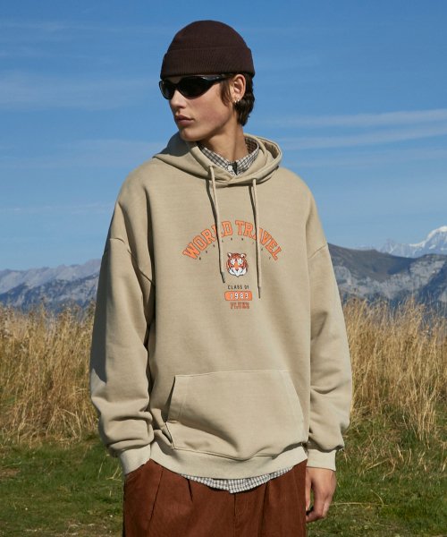 Musinsa Fluke World Travel Tiger Pigment Hooded T Shirt Beige Fht