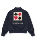 예스아이씨(YESEYESEE) Poker Varsity Jacket Navy