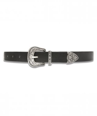 도프셉(DOFFSEPT) Flower Western cowhide belt in B...