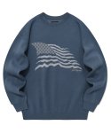 세인트페인(SAINTPAIN) SP 자카드 아메리칸 니트 스웨터-블루