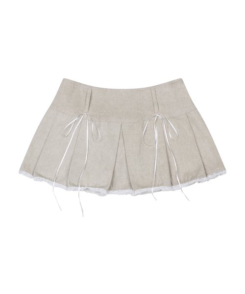 Musinsa Moon Fairy Mf Bonnie Ribbon Pleated Skirt Beige