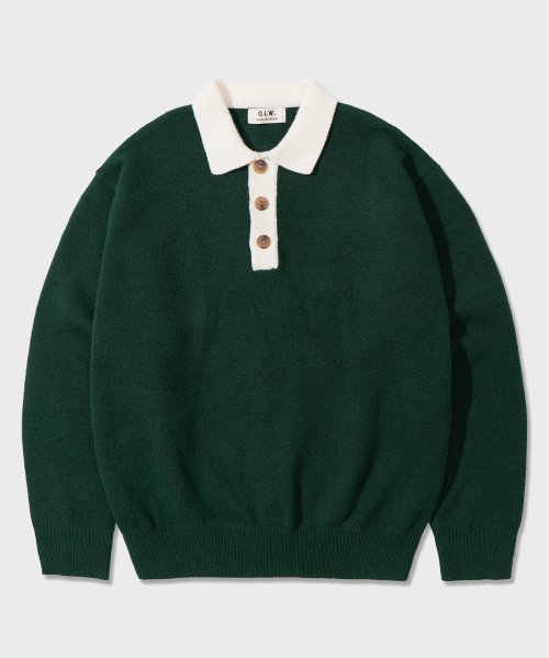 Musinsa Glw Overfit Soft Boucle Collar Color Scheme Knit Green