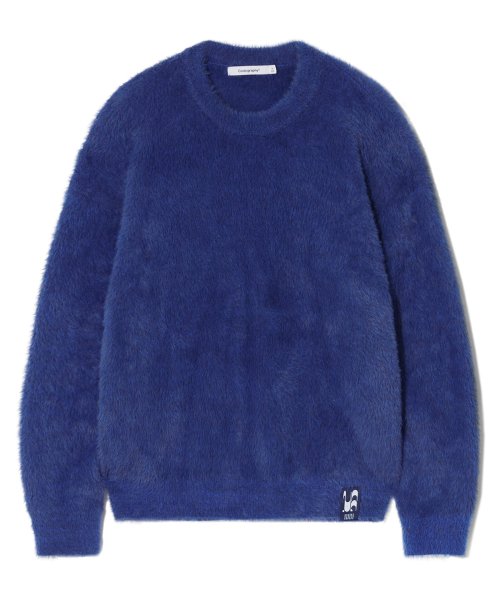 Musinsa Codegraphy Wave Logo Hairy Warm Pullover Knit Blue