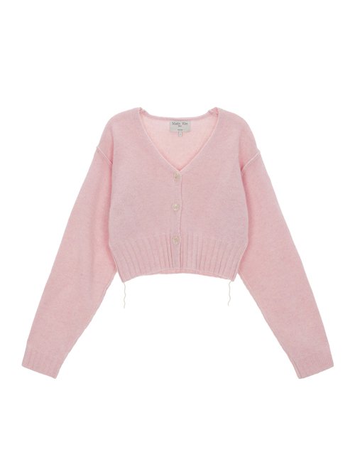 MUSINSA MATIN KIM MATIN STITCH POINT CROP CARDIGAN IN LIGHT PINK