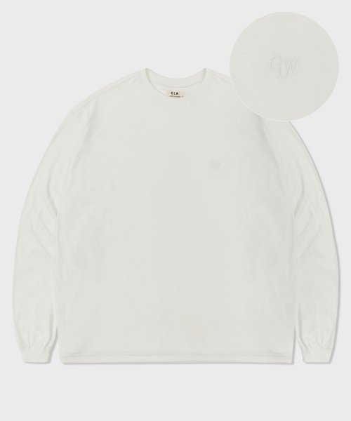 MUSINSA GLW Overfit Soft Embroidered Logo Long Sleeve T Shirt Ivory