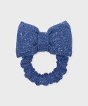 삭스어필(SOCKS APPEAL) wool padding ribbon hair scrunchie blue