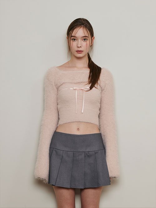 MUSINSA NOT YOUR ROSE Rib Knit Bolero Set Pink