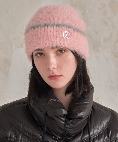 Musinsa Varzar Va Square Stud Hairy Beanie Pink