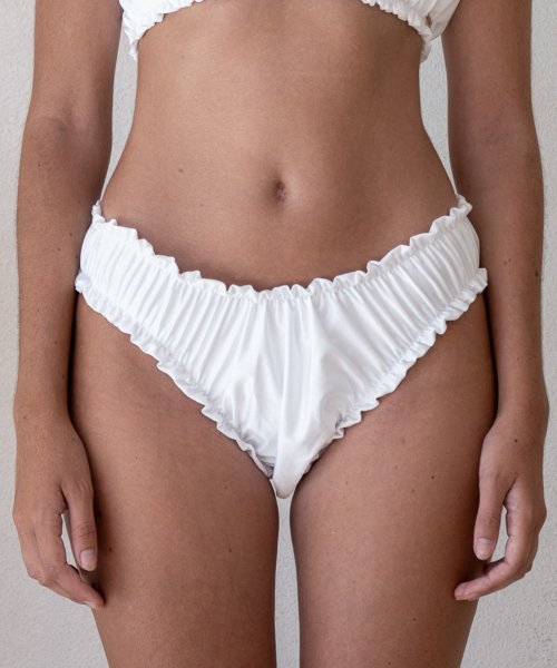 Mia White Ruched Bikini Briefs