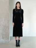 뮤즈바이로즈(MUSE BY ROSE) ALISA 벨벳 셔링 드레스 (블랙)