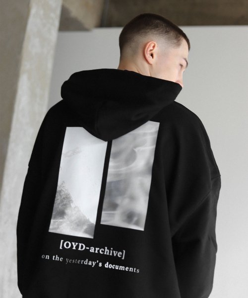 MUSINSA OYD ARCHIVE Back Printing Square Graphic Overfit Hooded T