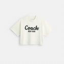 코치(COACH) 커시브 시그니처 크롭드 티셔츠 CP778 CRM