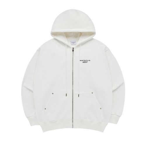 MUSINSA acmé de la vie BASIC LOGO NEEDLEWORK HOODIE ZIP UP CREAM