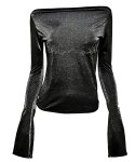 메조쿤스트(MEZZOKUNST) Layer Neck Crystal T-shirt -Black