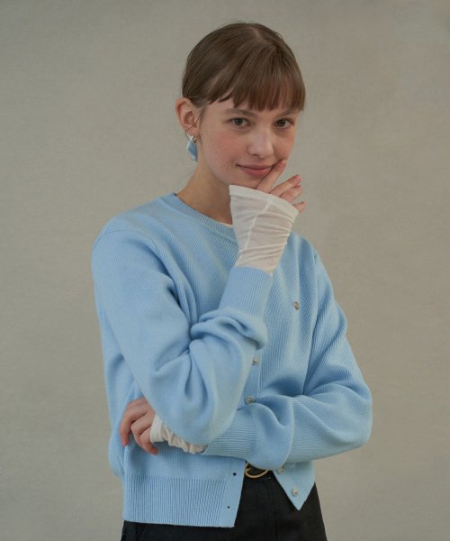 MUSINSA公式 ORO Essential Round Knit Cardigan Baby Blue