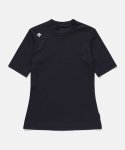 데상트(DESCENTE) 골지 슬림핏 반하이넥 5부 티셔츠 블랙