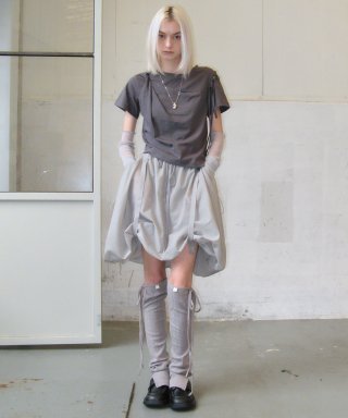 타입서비스(TYPESERVICE) Strap Layered Skirt [Gray]